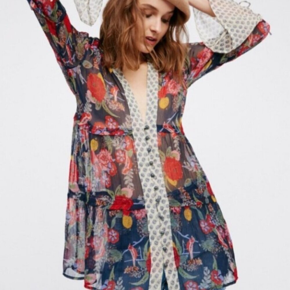 Free People Floral Sheer Women's Top